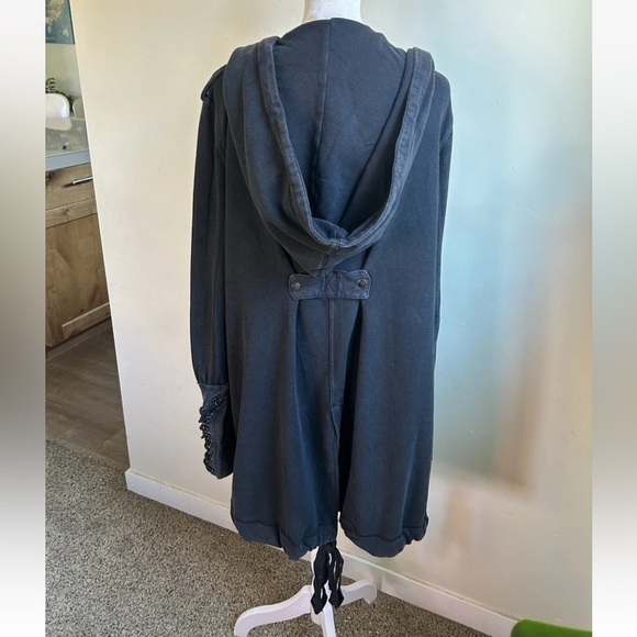 Free People Chelsea Cardi laced up sleeve Hooded cardigan jacket Women’s XS RARE - Picture 8 of 14